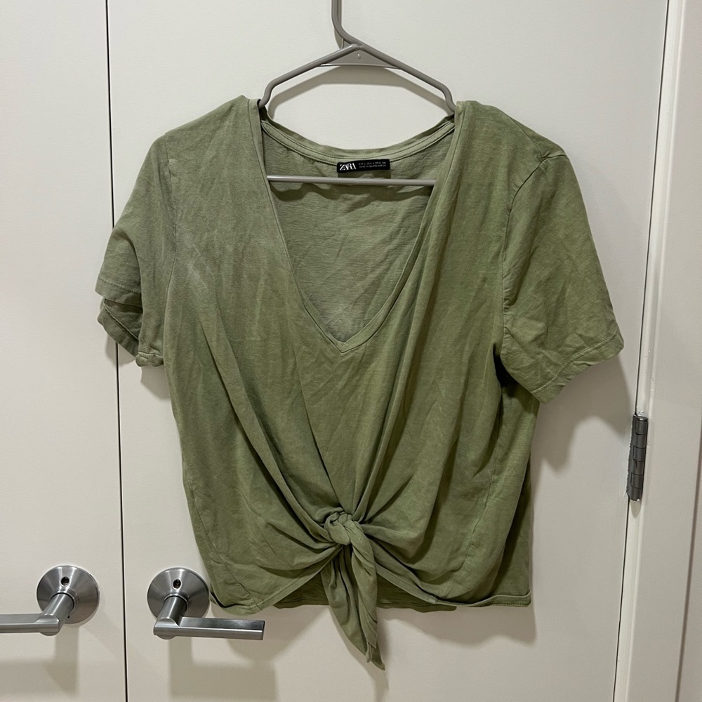 Zara green short sleeve tee top